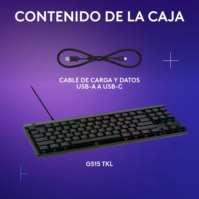 Logitech G515 TKL Teclado Gaming Mecánico Tenkeyless Negro USB con Switches GL Táctiles, Retroiluminación RGB LIGHTSYNC, Teclas PBT y Cable USB-C (Layout Español QWERTY) Logitech G515 TKL Teclado Gaming Mecánico Tenkeyless Negro USB con Switches GL Táctiles, Retroiluminación RGB LIGHTSYNC, Teclas PBT y Cable USB-C (Layout Español QWERTY)