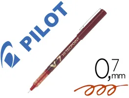 Pilot V-7 Rotulador punta aguja, tinta líquida, color rojo, trazo 0.7 mm