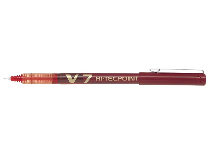 Pilot V-7 Rotulador punta aguja, tinta líquida, color rojo, trazo 0.7 mm