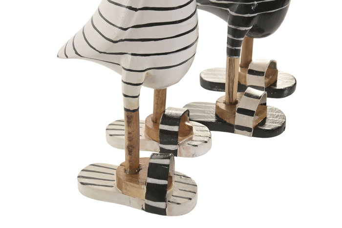DKD Home Decor Figura de Pato Marinero en Bambú, Set de 4 piezas