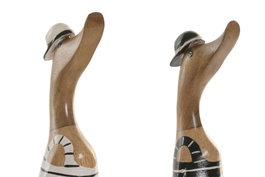 DKD Home Decor Figura de Pato Marinero en Bambú, Set de 4 piezas