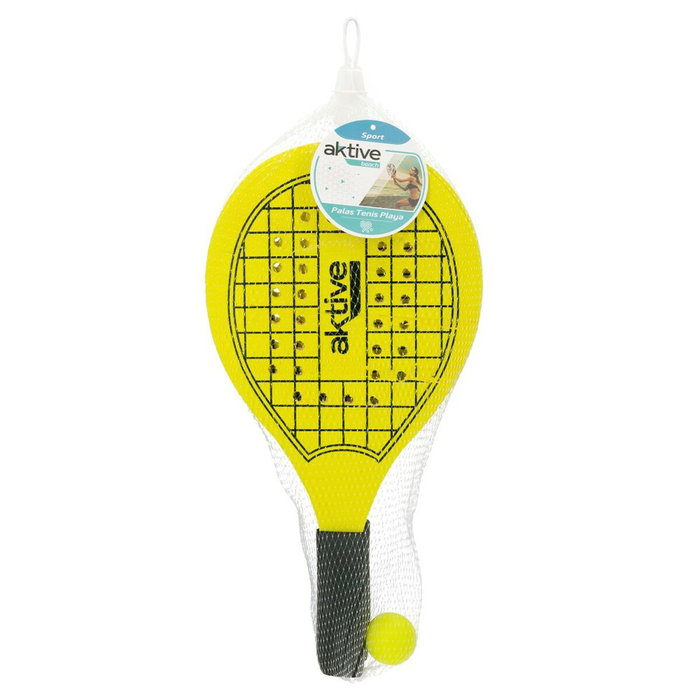 Palas de Playa con Pelota Aktive Madera 20,5 x 39,5 cm (24 Unidades)