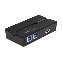 DeLOCK Interruptor USB 3.0 de 2 Ordenadores a 1 Dispositivo, 5 Gbit/s, Cable USB A-B Incluido, Negro (106 x 56 x 25 mm)
