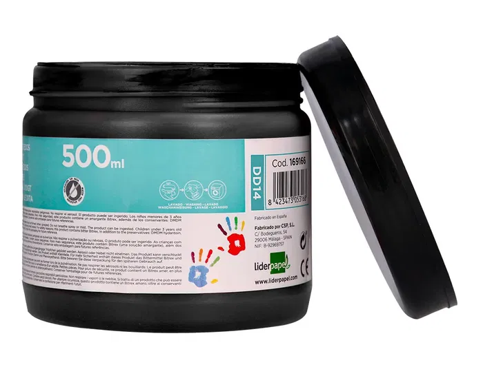 Liderpapel Pintura de Dedos 500 cc Tarrina Negro