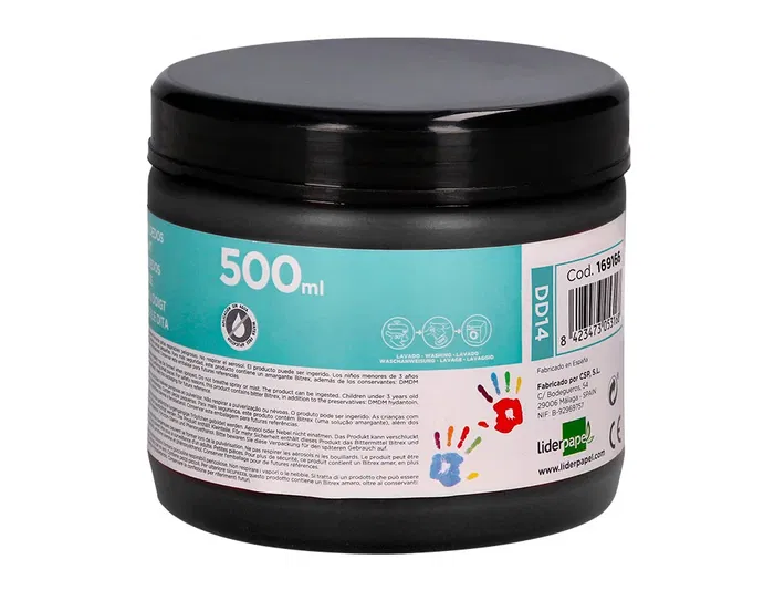 Liderpapel Pintura de Dedos 500 cc Tarrina Negro