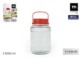 La Mediterranea Tarro de Vidrio con Tapa y Asa 5000ml 17.8x17.8x28 cm (4 Unidades)