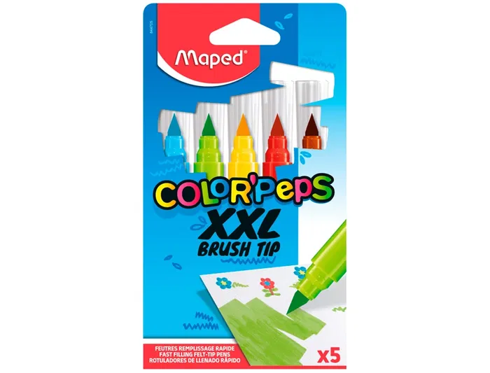 Maped Rotulador Color Peps Jumbo Punta Pincel Caja de 5 Colores Surtidos