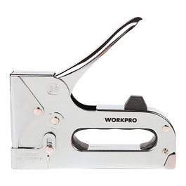 Workpro Grapadora 4 - 14 mm, Palanca Bloqueable, Mecanismo Acero, Estructura Precisión, Cromado Larga Vida