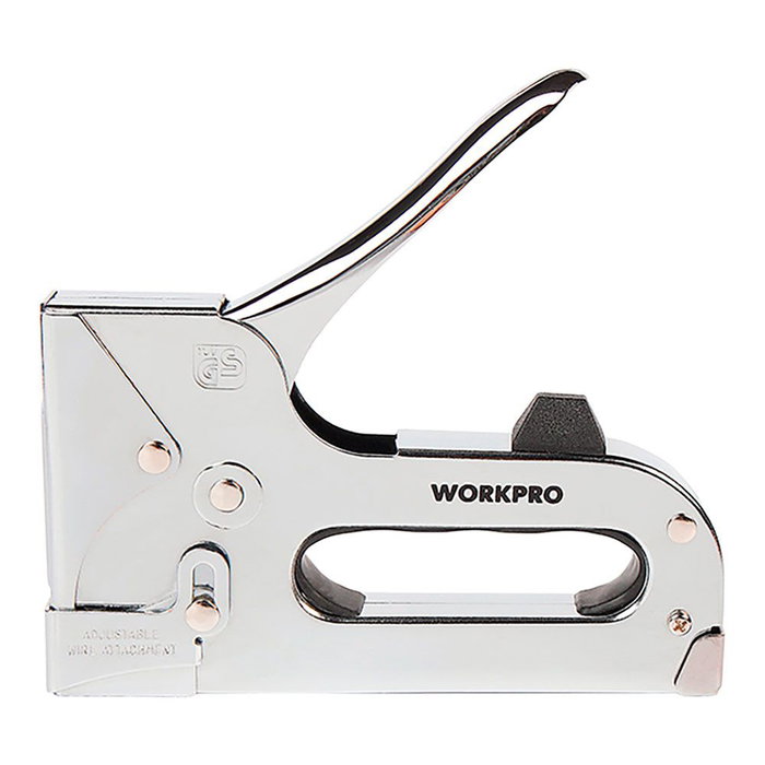 Workpro Grapadora 4 - 14 mm, Palanca Bloqueable, Mecanismo Acero, Estructura Precisión, Cromado Larga Vida Workpro Grapadora 4 - 14 mm, Palanca Bloqueable, Mecanismo Acero, Estructura Precisión, Cromado Larga Vida