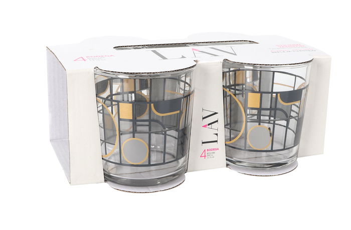 LAV Set 4 Vasos Pinta 340Cc Abstrac Bodega (6 Cajas)