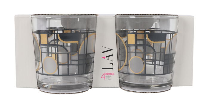 LAV Set 4 Vasos Pinta 340Cc Abstrac Bodega (6 Cajas)