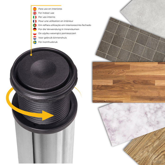 Emuca Lote de 4 patas para mesa, diámetro 60mm, H 710mm, Acero, Cromado Emuca Lote de 4 patas para mesa, diámetro 60mm, H 710mm, Acero, Cromado