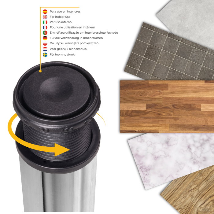 Emuca Lote de 4 patas para mesa, diámetro 60mm, H 710mm, Acero, Cromado Emuca Lote de 4 patas para mesa, diámetro 60mm, H 710mm, Acero, Cromado