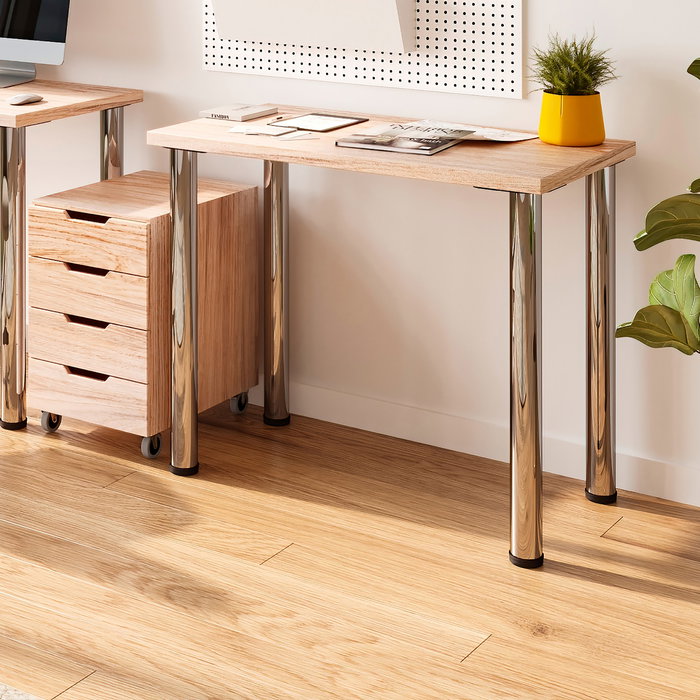 Emuca Lote de 4 patas para mesa, diámetro 60mm, H 710mm, Acero, Cromado Emuca Lote de 4 patas para mesa, diámetro 60mm, H 710mm, Acero, Cromado