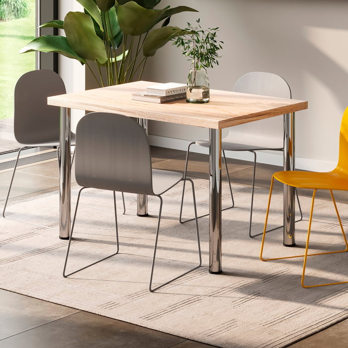 Emuca Lote de 4 patas para mesa, diámetro 60mm, H 710mm, Acero, Cromado Emuca Lote de 4 patas para mesa, diámetro 60mm, H 710mm, Acero, Cromado