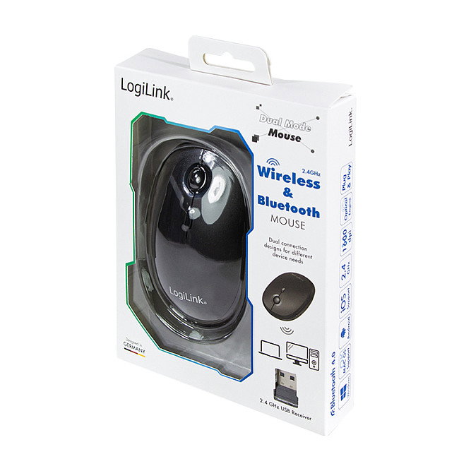 LogiLink ID0204 Ratón Inalámbrico Bluetooth y 2.4 GHz Negro LogiLink ID0204 Ratón Inalámbrico Bluetooth y 2.4 GHz Negro