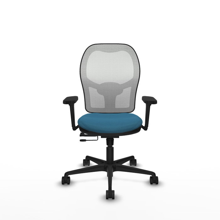 PIQUERAS Y CRESPO Silla de oficina Jorquera con mecanismo Sincro/Traslack, Verde petróleo y Blanco