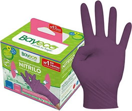 BAYECO Guante Nitrilo Morado Desechable Alimentario Pack 20 T-L