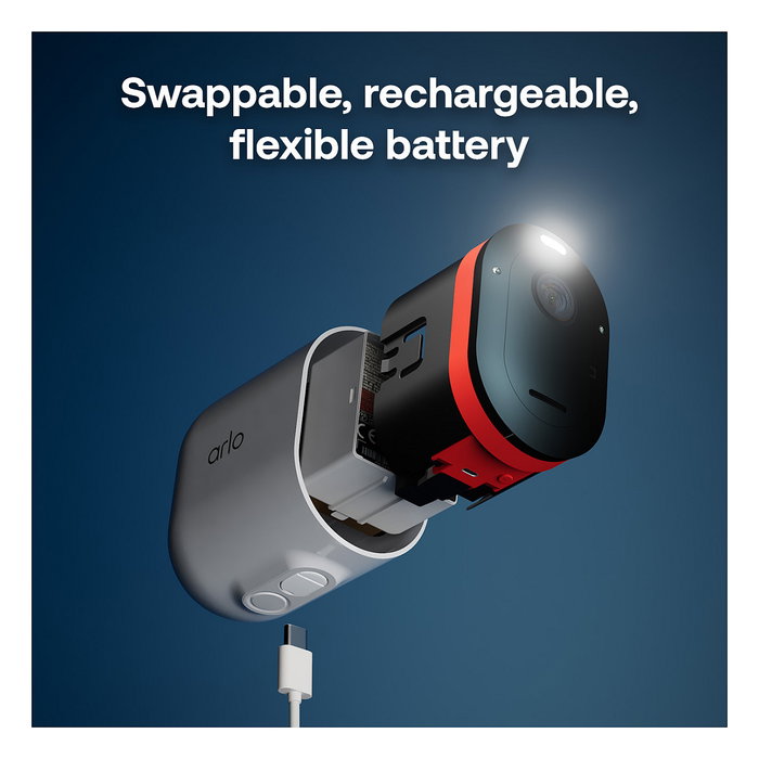 Arlo Pro 6 VMC4470P - Pack de 4 Cámaras de Seguridad Exterior 2K 4MP IP65, Inalámbricas, Visión Nocturna, 160° FOV, 12x Zoom, Alexa, Google Assistant