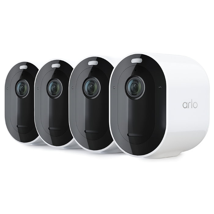 Arlo Pro 6 VMC4470P - Pack de 4 Cámaras de Seguridad Exterior 2K 4MP IP65, Inalámbricas, Visión Nocturna, 160° FOV, 12x Zoom, Alexa, Google Assistant