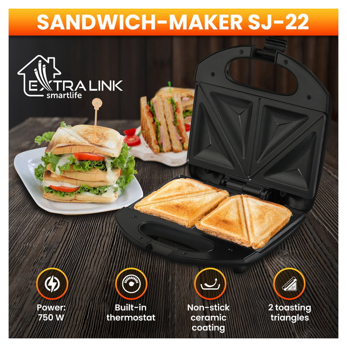 Extralink Sandwich Maker Smart Life SJ-22, 750W