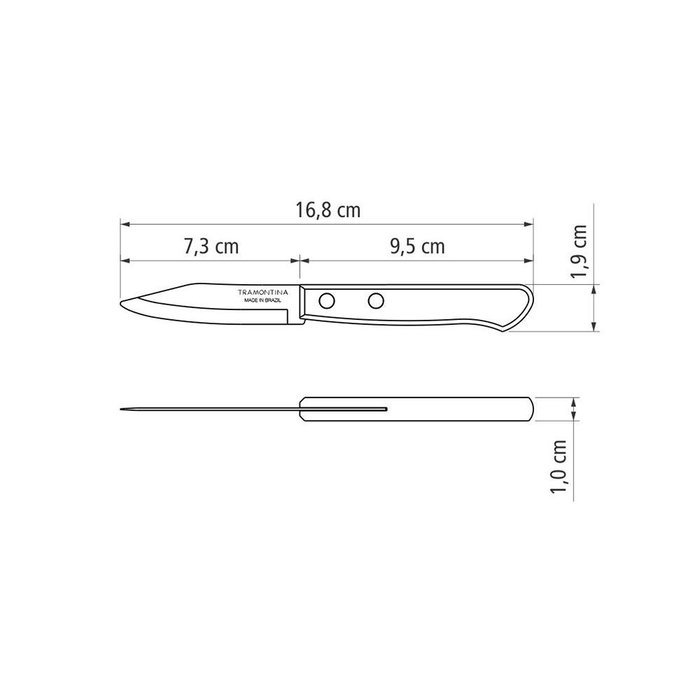 Tramontina Cuchillo Polywood para Verduras y Frutas 7,3 cm Hoja Acero Inoxidable Mango Madera Tratada
