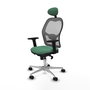 PIQUERAS Y CRESPO Silla de oficina Jorquera con mecanismo Sincro, tela Verde esmeralda y malla Gris