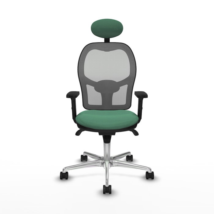 PIQUERAS Y CRESPO Silla de oficina Jorquera con mecanismo Sincro, tela Verde esmeralda y malla Gris
