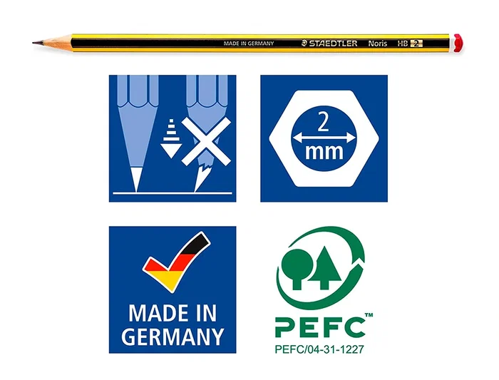 Staedtler Lápices de Grafito Noris N.2 HB Blister de 3 Unidades