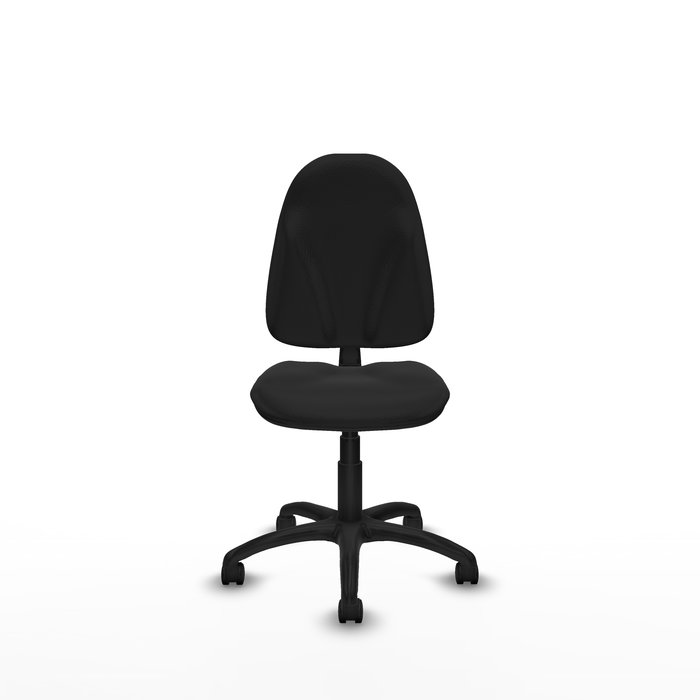 Silla de oficina Algarra con mecanismo Contacto permanente básico tapizada con Similpiel color Negro. Equipada con Base poliamida negra, Sin brazos y Ruedas de nailon 50 mm