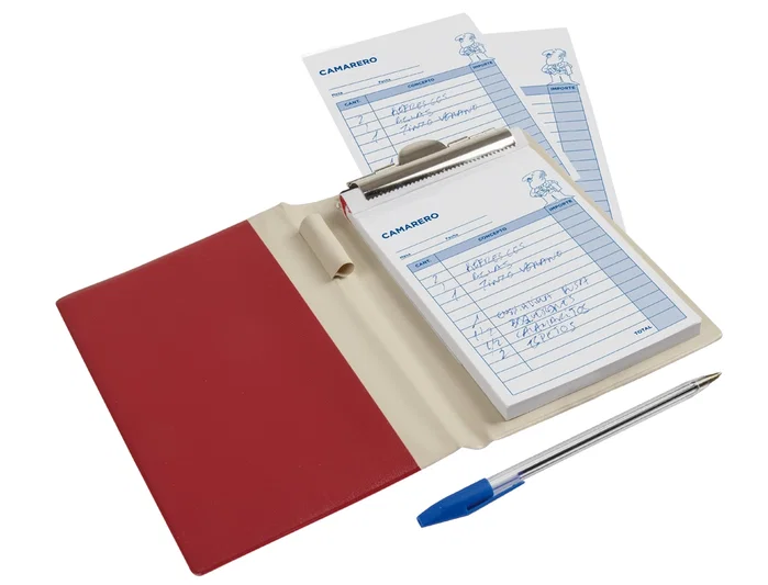 Liderpapel Carpeta de Comandas de Plástico con Talonario y Bolígrafo, Octavo Liderpapel Carpeta de Comandas de Plástico con Talonario y Bolígrafo, Octavo