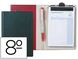 Liderpapel Carpeta Comandas Plástico Octavo con Talonario Camarero y Bolígrafo 105 x 155 mm