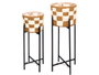 Ibergarden Set de 2 Maceteros de Mimbre Vichy con Patas de Metal, Blanco/Negro, 55.5x26x25 cm y 20x20x17 cm (Set de 6)