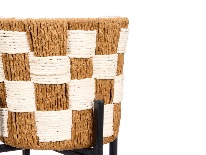 Ibergarden Set de 2 Maceteros de Mimbre Vichy con Patas de Metal, Blanco/Negro, 55.5x26x25 cm y 20x20x17 cm (Set de 6)