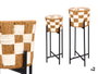 Ibergarden Set de 2 Maceteros de Mimbre Vichy con Patas de Metal, Blanco/Negro, 55.5x26x25 cm y 20x20x17 cm (Set de 6)