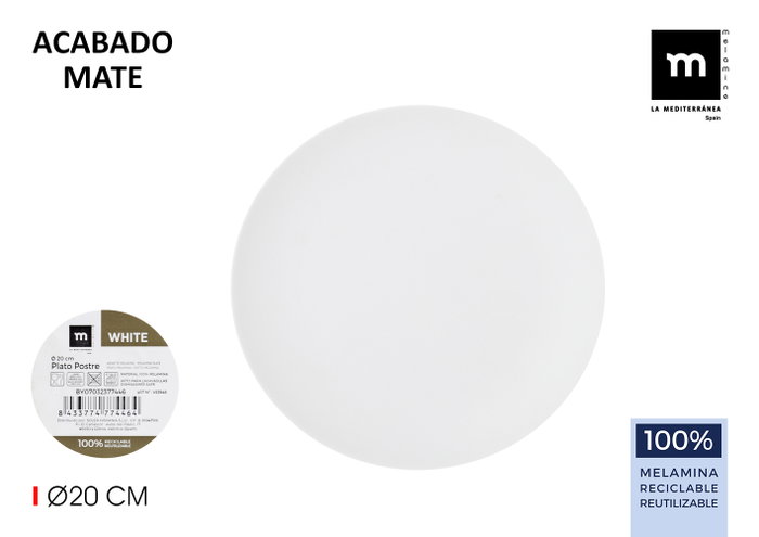 La Mediterranea Mel.Mate White Plato de Postre 20 cm (24 Unidades) lifecolor:white La Mediterranea Mel.Mate White Plato de Postre 20 cm (24 Unidades) lifecolor:white