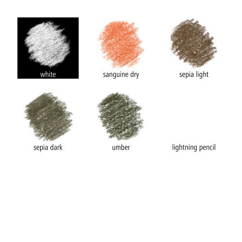 Staedtler Lápices Pastel 100P-SBK6 Blíster con 6 Lápices, Colores Sepia Claro, Sepia Oscuro, Ocre Oscuro, Sanguina Seca, Blanco, Iluminador