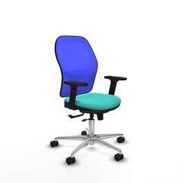 PIQUERAS Y CRESPO Silla de oficina Jorquera con mecanismo Sincro/Traslack, Turquesa y Azul