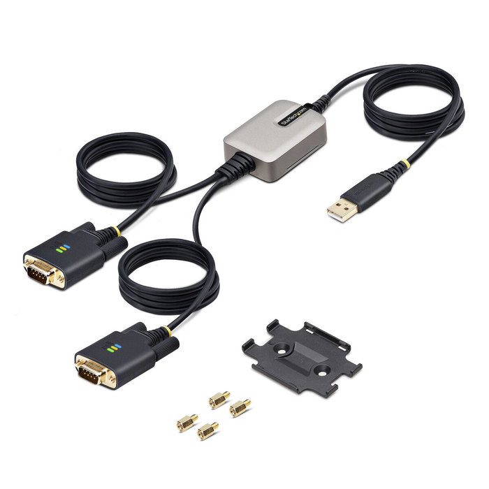 Startech.com Adaptador USB-A a 2 puertos DB-9 RS-232, 4 m, Negro/Gris