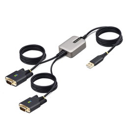 Startech.com 2p6ffc-usb-serial Cambiador de Género para Cable USB-A 2 x DB-9 RS-232 Negro, Gris