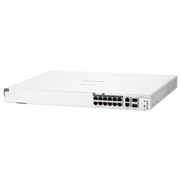 Hewlett Packard Enterprise HPE Instant On Switch 1960 8G 4P2.5, Conmutador Gestionado L2+, 8x Gigabit + 4x 2.5G + 2x 10G RJ-45 + 2x SFP+ PoE, Rack 1U, 480W