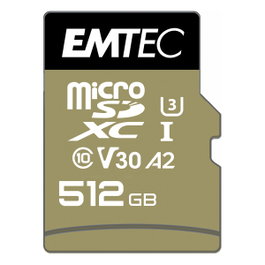 Emtec 512GB MicroSDXC UHS-I U3 V30 A2 SpeedIN Pro + Adaptador