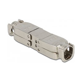 DeLOCK Conector de Cable de Red Cat.6A STP sin Herramientas, 2 x LSA, Plata, Zinc, Acoplador RJ45 para Cable Blindado