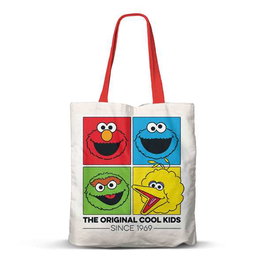 Sesame Street Bolsa de Compras Reutilizable Eco para Fans, 40 x 33 x 7 cm, 70% Poliéster 30% Algodón, con Cremallera y Bolsillo Interno