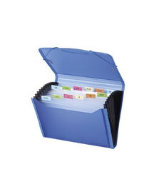 Clasificador Acordeon Carchivo Dune Pp Ribete A5 13 Dptos.(A-Z) Con Gomas Azul (Set de 4)