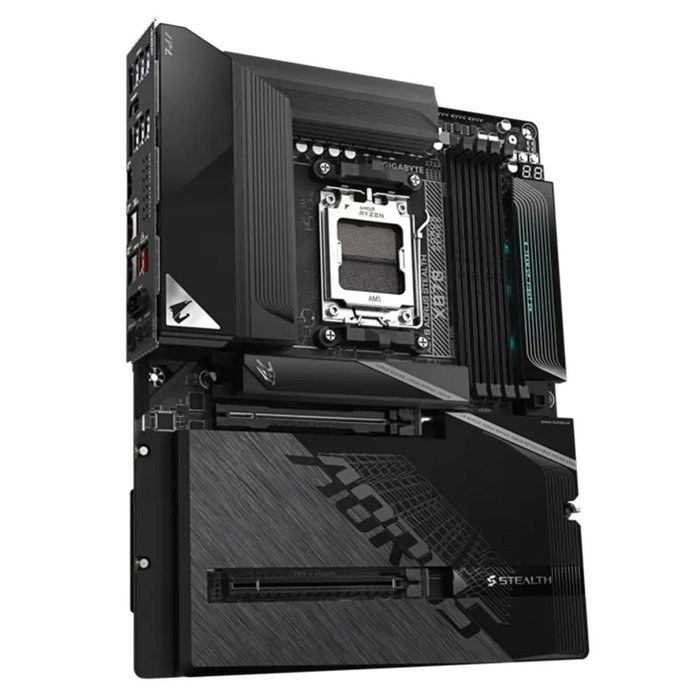 Gigabyte X870 AORUS STEALTH Placa Base AMD AM5 (Ryzen 7000/8000/9000) DDR5 8200MHz, USB4, Wi-Fi 7, LAN 5GbE, 4x M.2 PCIe 5.0/4.0, ATX