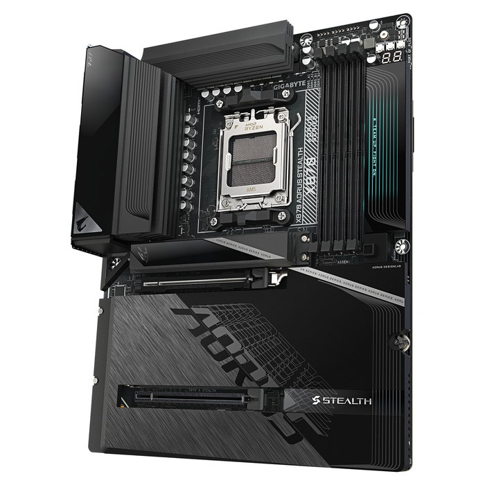 GIGABYTE X870 AORUS STEALTH Placa Base ATX AM5 para AMD Ryzen 9000, DDR5 8200MHz (O.C.), Wi-Fi 7, LAN 5GbE, USB4, VRM 16+2+2, 4x M.2, PCIe 5.0