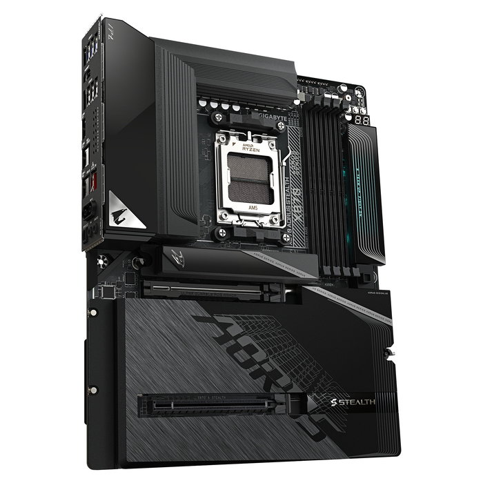 GIGABYTE X870 AORUS STEALTH Placa Base ATX AM5 para AMD Ryzen 9000, DDR5 8200MHz (O.C.), Wi-Fi 7, LAN 5GbE, USB4, VRM 16+2+2, 4x M.2, PCIe 5.0