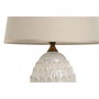 DKD Home Decor Lámpara de Sobremesa de Porcelana y Algodón con Hojas, Blanco