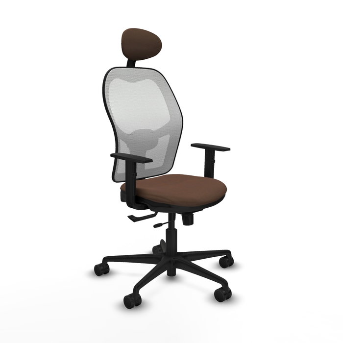 PIQUERAS Y CRESPO Silla de oficina Jorquera con mecanismo Sincro/Traslack, Tela Marrón y Malla Blanca PIQUERAS Y CRESPO Silla de oficina Jorquera con mecanismo Sincro/Traslack, Tela Marrón y Malla Blanca